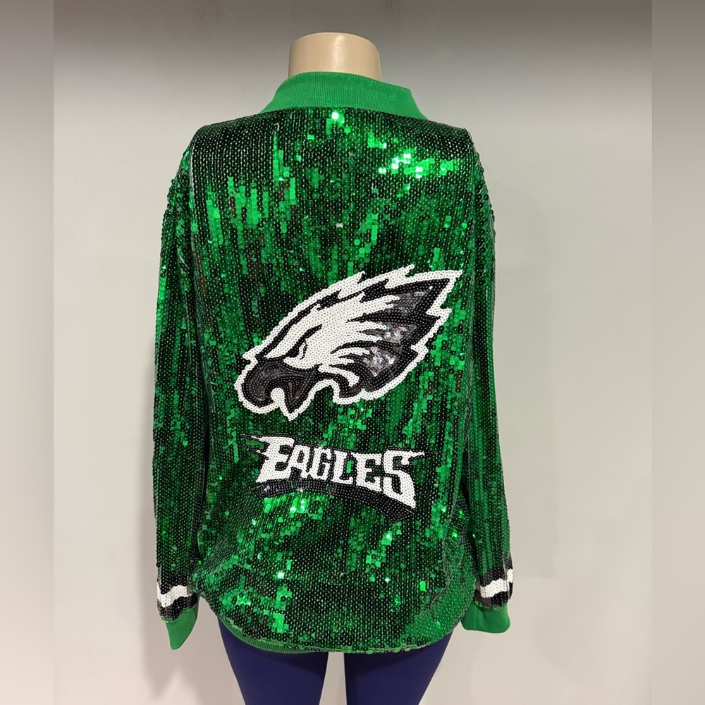 Philadelphia Eagles coat size large women glitter bling sequin new